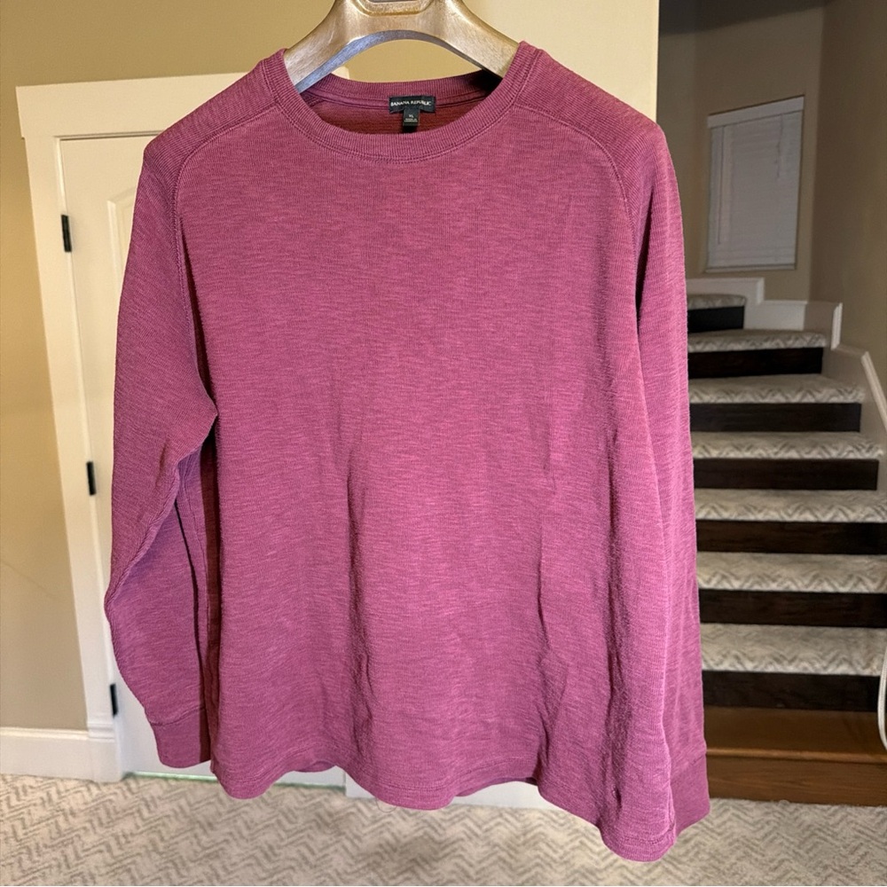 Banana Republic Maroon Long Sleeve Crewneck Sweater XL